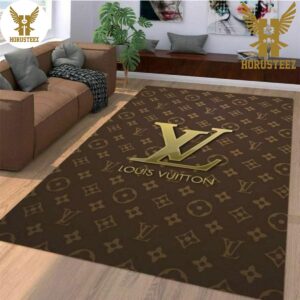 Louis Vuitton Area Rug Gold Logo Hypebeast Carpet Fashion Luxury Brand Logo Living Room Rugs