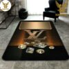 Louis Vuitton Fashion Luxury Brand And Supreme Perfect Combo Area Rugs Living Room Carpet