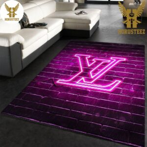 Louis Vuitton Luxury Brand Neon Rug Bedroom Rug Floor Decor Home Decor
