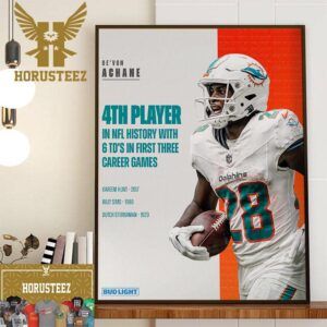 Miami Dolphins DeVon Achane Is The 4th Player In NFL History With 6TDs in First Three Career Games Home Decor Poster Canvas