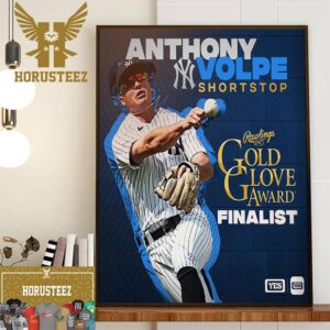 New York Yankees Anthony Volpe 2023 American League Shortstop Gold Glove Finalist Home Decor Poster Canvas