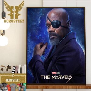 Official Poster For Samuel L Jackson as Nick Fury In The Marvels Movie Of Marvel Studios Home Decor Poster Canvas