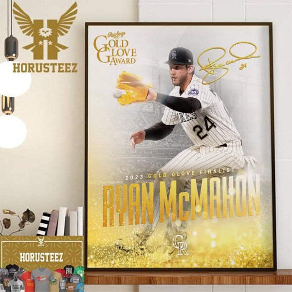 Ryan McMahon 2023 Rawlings Gold Glove Finalist Home Decor Poster Canvas