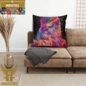 Star Wars Chewbacca Colorful Artwork In Black Background Throw Pillow Case