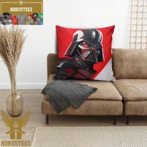 Star Wars Darth Vader Cartoon Artwork In Red And White Background Pillow