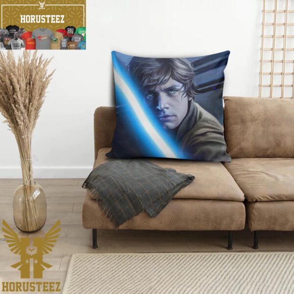 Star Wars Luke Skywalker With His Blue Lightsaber Cartoon Character Throw Pillow Case
