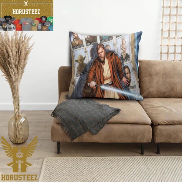 Star Wars Obi-Wan Kenobi Chasing With Pictures Of All Characters Behind Pillow