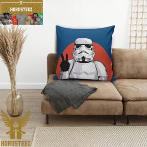 Star Wars Stormtrooper Say Hi In Red And Blue Background Decorative Pillow