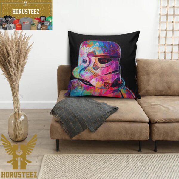 Star Wars Stromtrooper Colorful Artwork Design In Black Background Throw Pillow Case