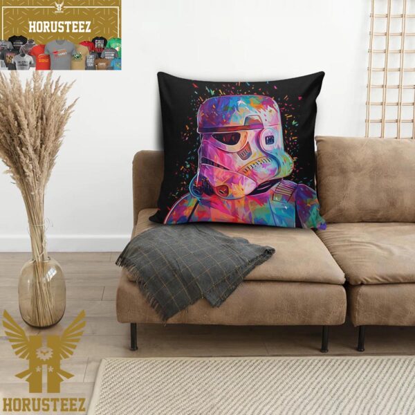Star Wars Stromtrooper Colorful Artwork In Black Background Pillow