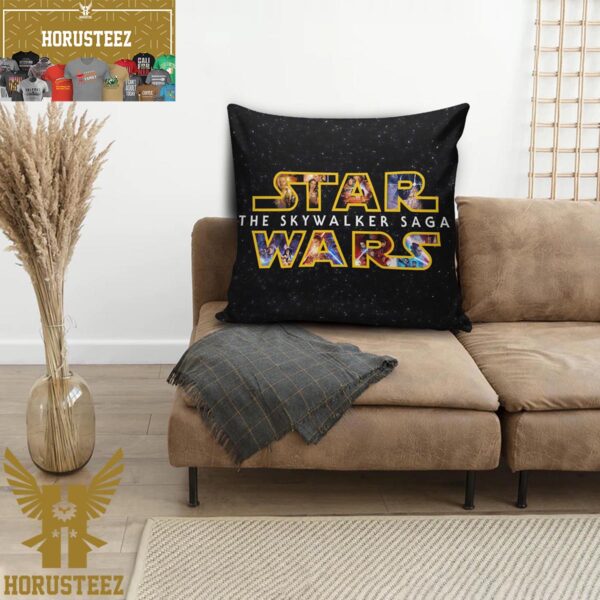 Star Wars The Skywalker Saga Big Logo In Galaxy Background Throw Pillow Case