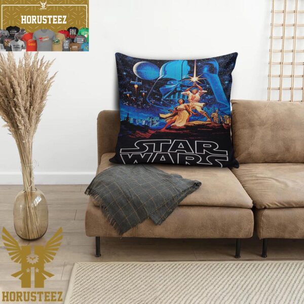 Star Wars Vintage 1977 Original Hildebrandt Poster Decorative Pillow