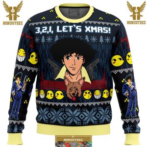 3 2 1 Lets Xmas Cowboy Bebop Gifts For Family Christmas Holiday Ugly Sweater