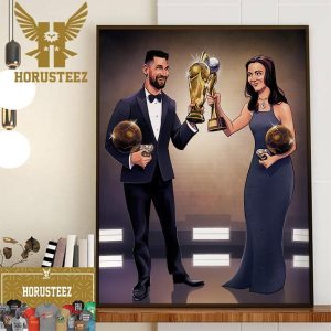 Aitana Bonmati And Lionel Messi For 2023 Ballon dOr Winners Home Decor Poster Canvas