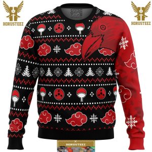 Akatsuki Itachi Symbolic Crows Naruto Gifts For Family Christmas Holiday Ugly Sweater