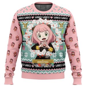 Anya Forger Waku Waku Spy X Family Gifts For Family Christmas Holiday Ugly Sweater