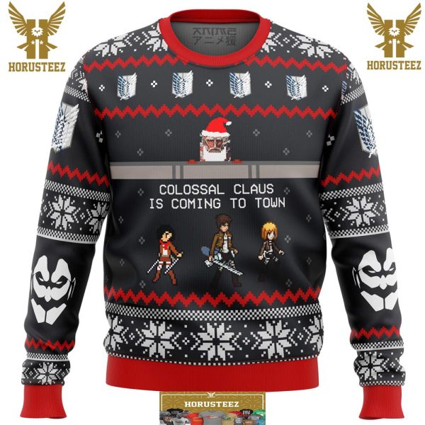 Attack On Titan Colossal Claus Gifts For Family Christmas Holiday Ugly Sweater