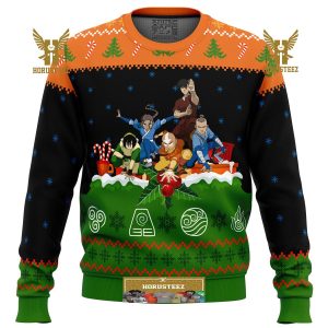 Avatar The Last Airbender On The Chimney Top Gifts For Family Christmas Holiday Ugly Sweater
