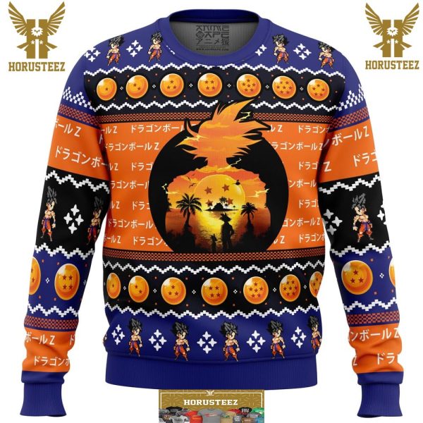 Beautiful Sunset Dragon Ball Z Gifts For Family Christmas Holiday Ugly Sweater