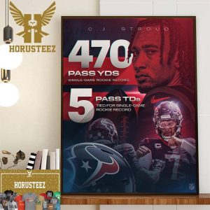 CJ Stroud 470 Pass YDs And 5 Pass TDs For Single-Game Rookie Record Home Decor Poster Canvas