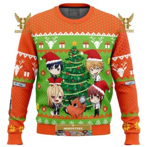 Chibi Chainsaw Man Gifts For Family Christmas Holiday Ugly Sweater