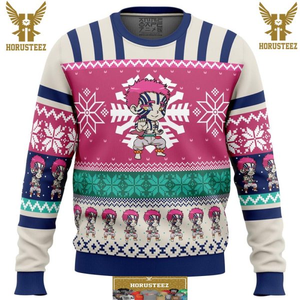 Chibi Christmas Akaza Demon Slayer Gifts For Family Christmas Holiday Ugly Sweater