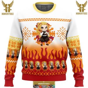 Chibi Christmas Kyojuro Rengoku Demon Slayer Gifts For Family Christmas Holiday Ugly Sweater