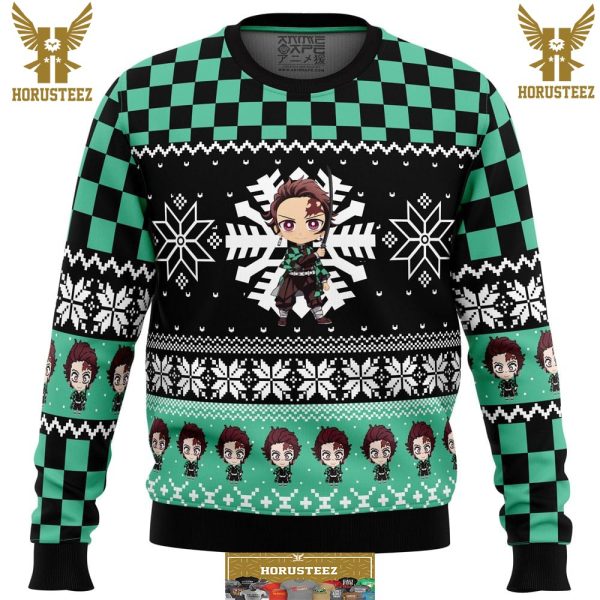 Chibi Christmas Tanjiro Kamado Demon Slayer Gifts For Family Christmas Holiday Ugly Sweater