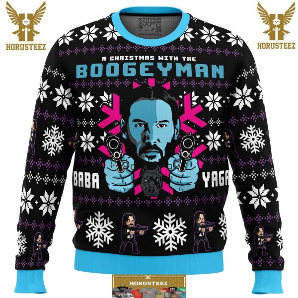 Christmas With The Boogeyman John Wick Gifts For Family Christmas Holiday Ugly Sweater