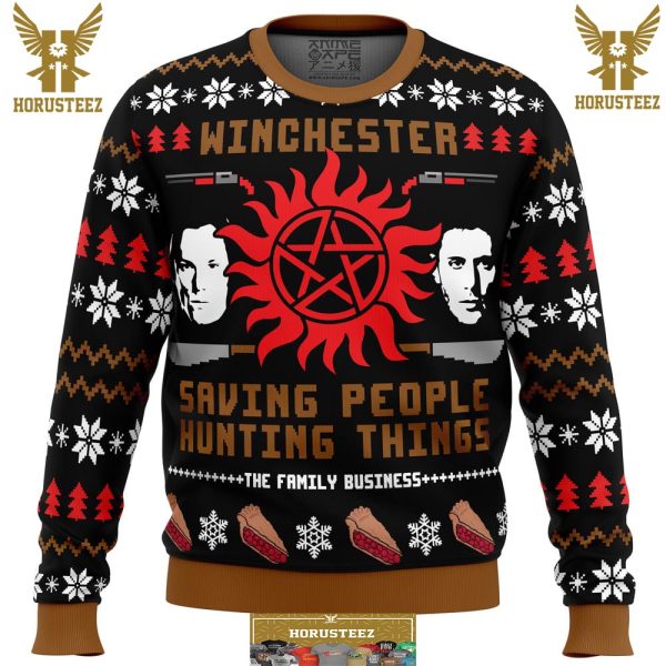 Christmas With The Winchesters Supernatural Gifts For Family Christmas Holiday Ugly Sweater