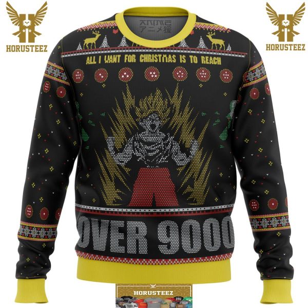 Dragonball Z Goku Over 9000 Gifts For Family Christmas Holiday Ugly Sweater