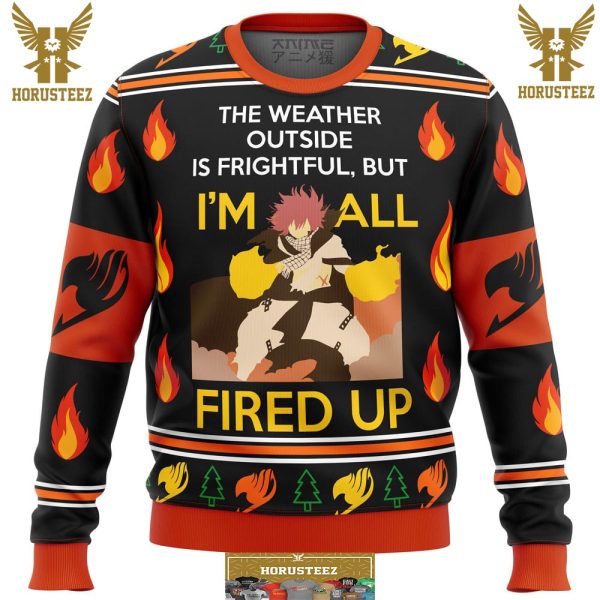 Fairy Tail Natsu Fired Up Gifts For Family Christmas Holiday Ugly Sweater