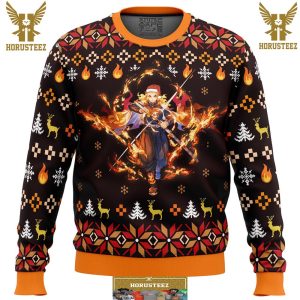 Fire Rengoku Demon Slayer Gifts For Family Christmas Holiday Ugly Sweater
