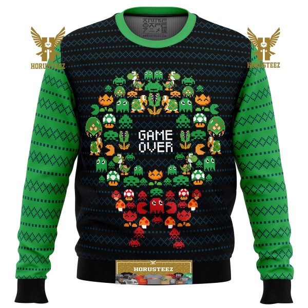 Game Over Nintendo Gifts For Family Christmas Holiday Ugly Sweater