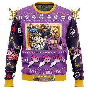 Golden Christmas Jojo Bizarre Adventure Gifts For Family Christmas Holiday Ugly Sweater