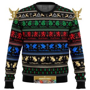 Harry Potter Hogwarts Houses Gifts For Family Christmas Holiday Ugly Sweater
