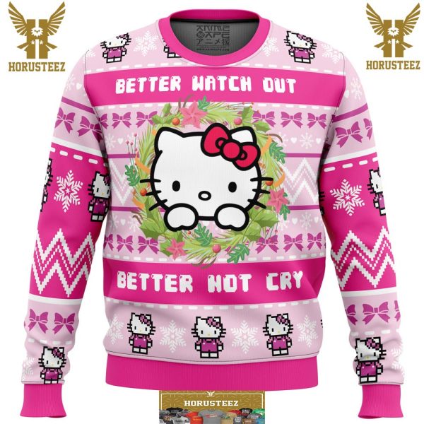 Hello Kitty Is Coming To Town Gifts For Family Christmas Holiday Ugly Sweater
