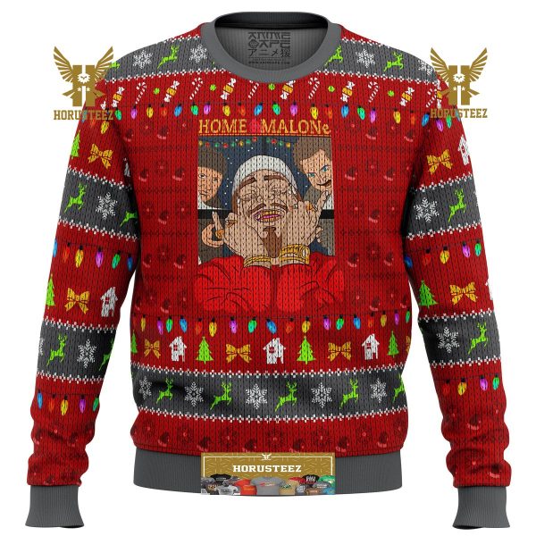 Home Malone Meme Gifts For Family Christmas Holiday Ugly Sweater