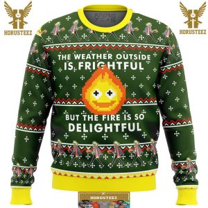 Howls Moving Castle Calcifer Fire Is So Delightful Gifts For Family Christmas Holiday Ugly Sweater