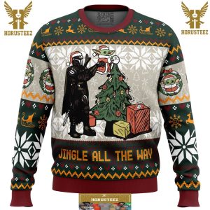 Jingle All The Way Mandalorian Star Wars Gifts For Family Christmas Holiday Ugly Sweater