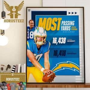 Justin Herbert Is The Most Passing Yards Through 4 Seasons In NFL History Home Decor Poster Canvas