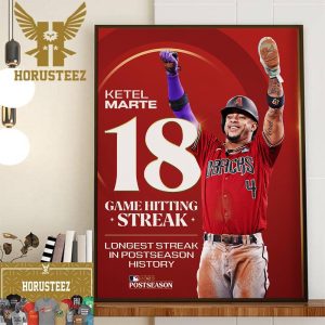 Ketel Marte 18 Game Hitting Streak For Longest Streak In MLB Postseason History Home Decor Poster Canvas