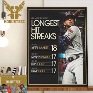 Ketel Marte Has Recorded A Hit In 18 Straight Postseason Games Home Decor Poster Canvas