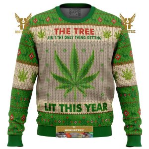 Lit This Year Weed Gifts For Family Christmas Holiday Ugly Sweater