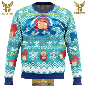 Magical Ponyo Studio Ghibli Gifts For Family Christmas Holiday Ugly Sweater