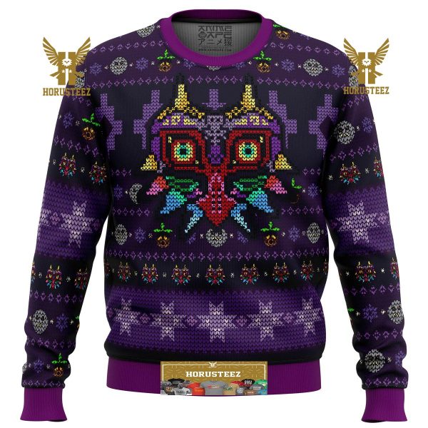 Majoras Mask Seamless Pattern Legend Of Zelda Gifts For Family Christmas Holiday Ugly Sweater