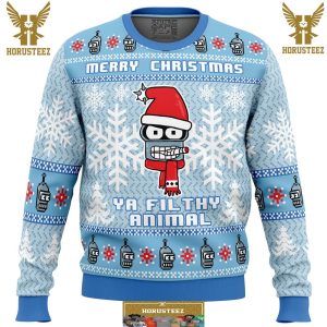 Merry Christmas Ya Filthy Animal Futurama Gifts For Family Christmas Holiday Ugly Sweater