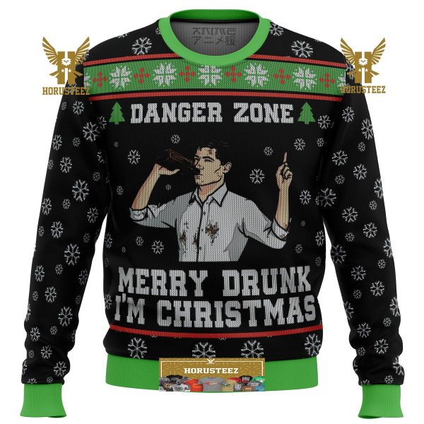 Merry Drunk Im Christmas Sterling Archer Black Gifts For Family Christmas Holiday Ugly Sweater