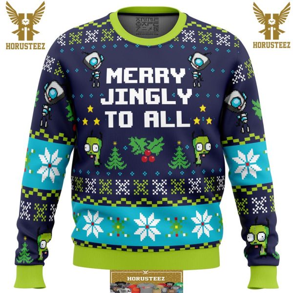 Merry Jingly Invader Zim Gifts For Family Christmas Holiday Ugly Sweater