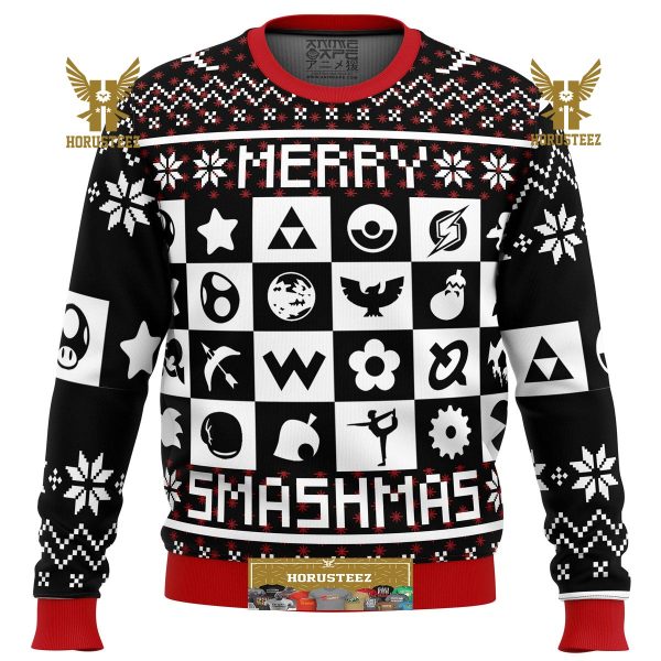 Merry Smashmas Super Smash Bros Gifts For Family Christmas Holiday Ugly Sweater